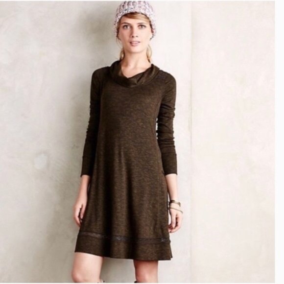 Anthro Saturday Sunday Green Cowl Neck Dress Small - Picture 1 of 12